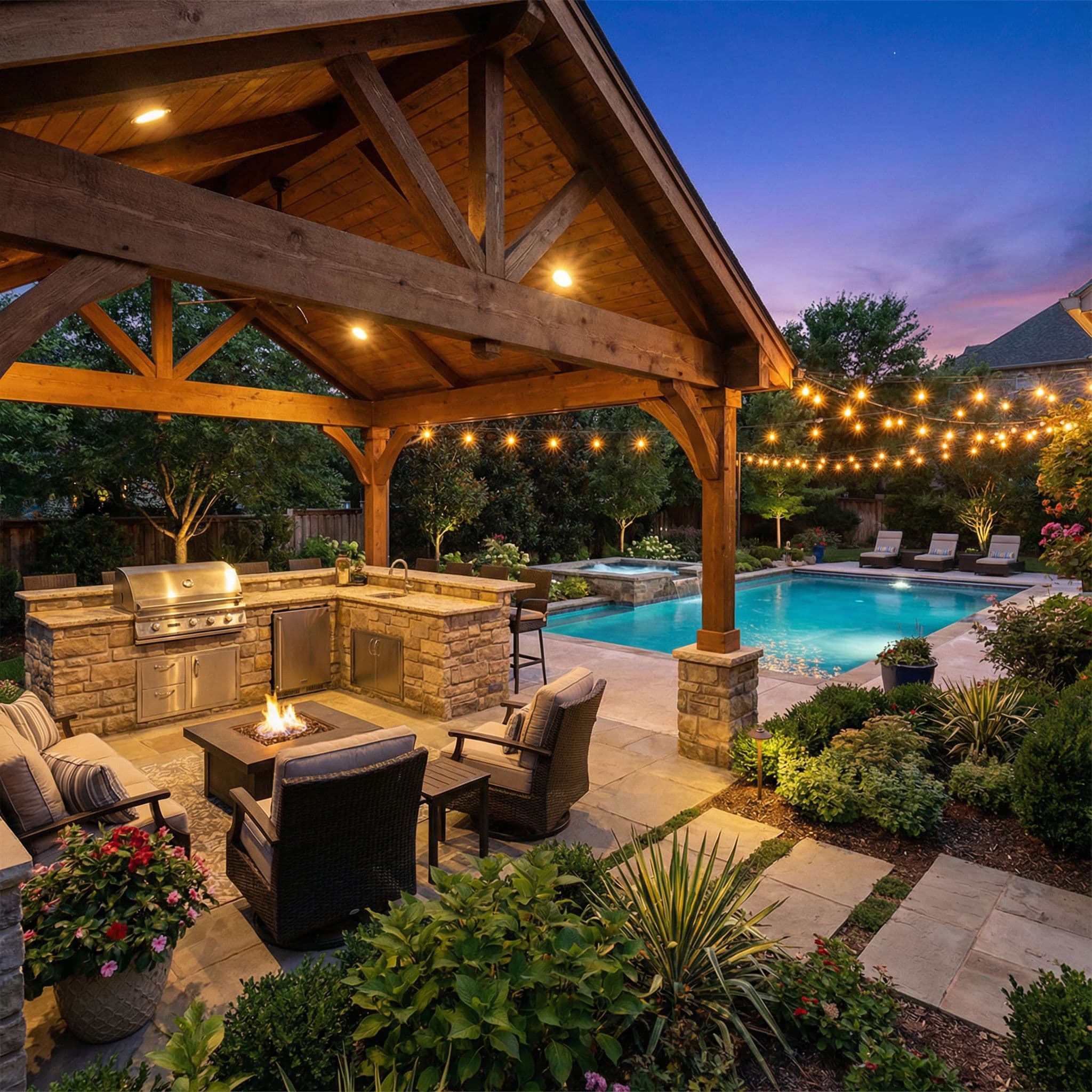 Backyard pool and patio